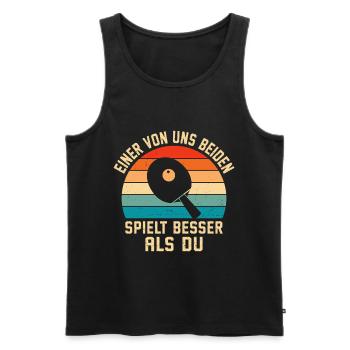 Lustig Tischtennis - Männer Premium Bio Tank Top - Schwarz - Vorne - Michal (187cm)