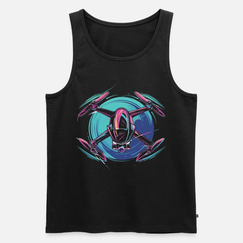Neon Drohne - Männer Premium Bio Tank Top - Schwarz