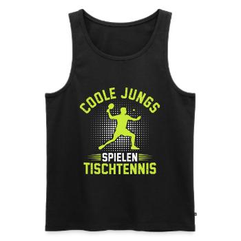 Coole Jungs Spielen Tischtennis  - Männer Premium Bio Tank Top - Schwarz - Vorne - AI Model Male 178 light (178cm)