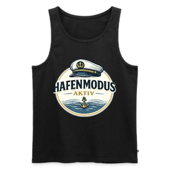 Hafenmodus aktiv maritimer Anker Spruch - Männer Premium Bio Tank Top - Schwarz - Vorne - Michal (187cm)