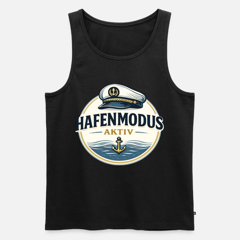 Hafenmodus aktiv maritimer Anker Spruch - Männer Premium Bio Tank Top - Schwarz