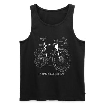 La thérapie à vélo de route serait moins chère, disons-le - Débardeur bio Premium Homme - noir - Devant - Michal (187cm)