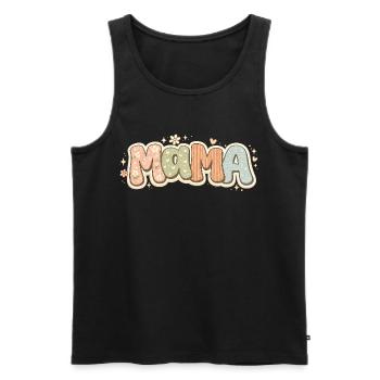 Mama Vintage Skull Groovy Crâne Fleurs Papillons - Débardeur bio Premium Homme - noir - Devant - AI Model Male 178 light (178cm)
