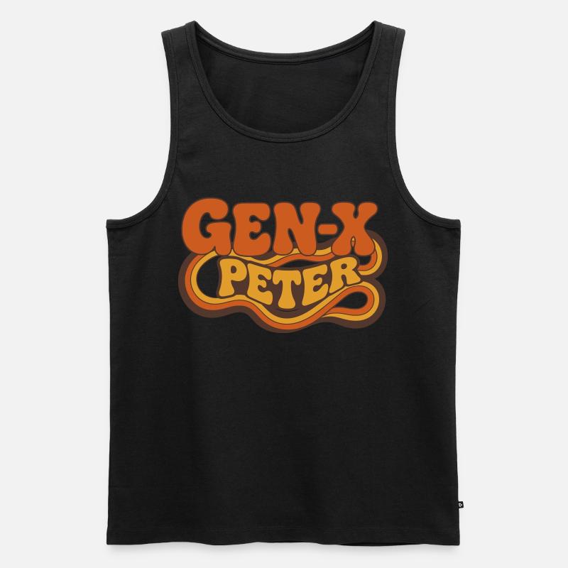 GenX Peter Retro Typography - Männer Premium Bio Tank Top - Schwarz