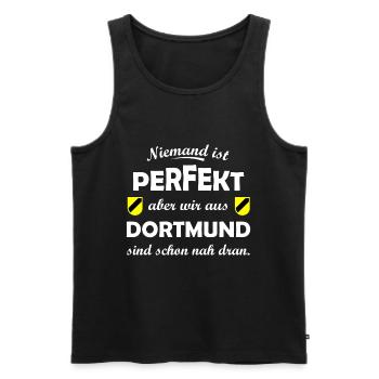Dortmund Spruchshirt - Männer Premium Bio Tank Top - Schwarz - Vorne - AI Model Male 178 light (178cm)