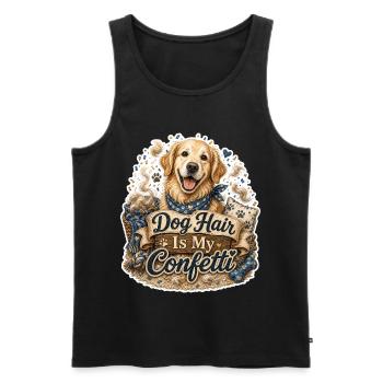 Les poils de chien, c’est mon confetti, mon petit - Débardeur bio Premium Homme - noir - Devant - Michal (187cm)