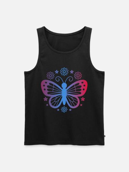 Gradient butterfly with flowers - Men's Premium Organic Tank Top - black