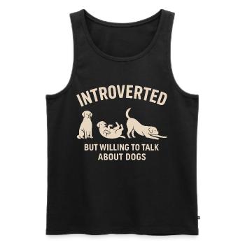 Un introverti des chiens parle de la chemise des chiens - Débardeur bio Premium Homme - noir - Devant - AI Model Male 178 light (178cm)