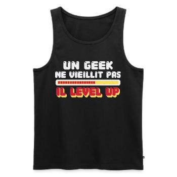 Geek Cadeau humour personnalisé - Débardeur bio Premium Homme - noir - Devant - Michal (187cm)