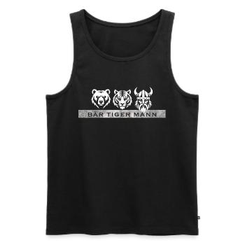 Bär Tiger Mann – Lustiger Bart Spruch Geschenk - Männer Premium Bio Tank Top - Schwarz - Vorne - AI Model Male 178 light (178cm)
