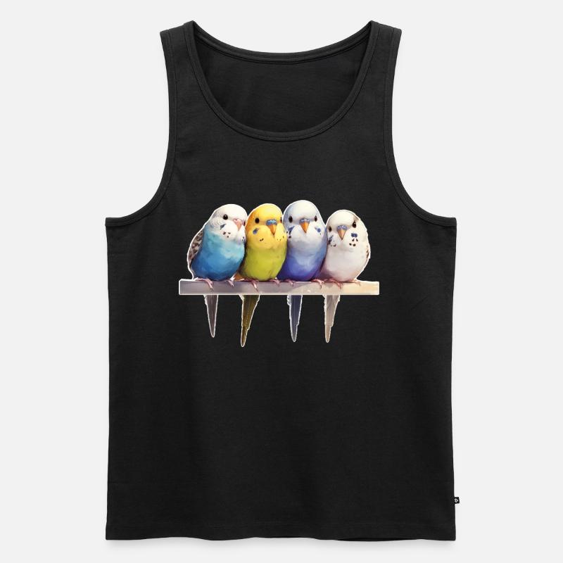Wellensittiche Gruppe - Männer Premium Bio Tank Top - Schwarz