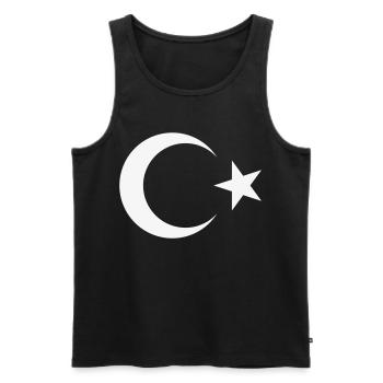 Türkei Flagge Halbmond Stern (Türkiye Bayrak / W) - Männer Premium Bio Tank Top - Schwarz - Vorne - AI Model Male 178 light (178cm)