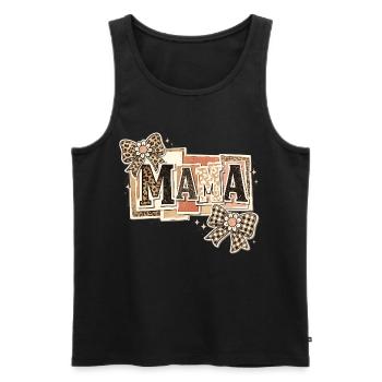 Mama Léopard et Nœuds | Cadeau Fête des Mères - Débardeur bio Premium Homme - noir - Devant - AI Model Male 178 light (178cm)