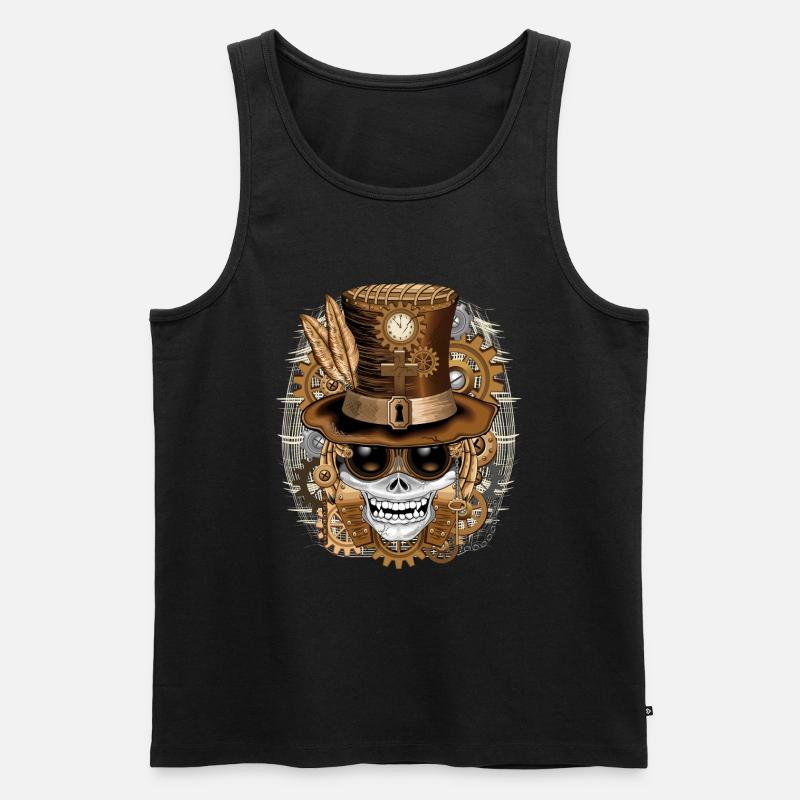 Skull Steampunk Voodoo - Männer Premium Bio Tank Top - Schwarz