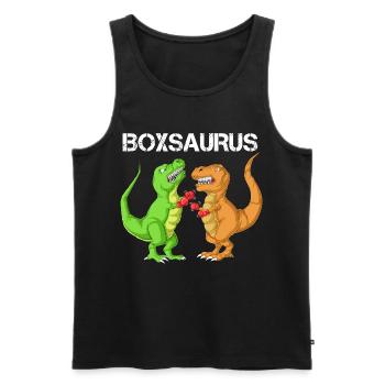 Boxing Saurus Dinosaur Funny T-Rex Gym Fighter - Men's Premium Organic Tank Top - black - Front - AI Model Male 178 light (178cm)