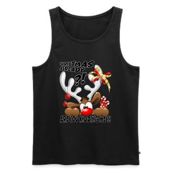 "Christmas Already ?!" Funny Peeking Reindeer  - Men's Premium Organic Tank Top - black - Front - AI Model Male 178 light (178cm)