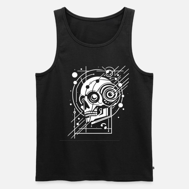 Cyber-Schädel Geometrie Neon - Männer Premium Bio Tank Top - Schwarz