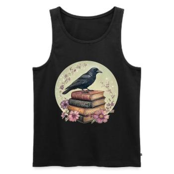 Rabe auf Bücherstapel - Männer Premium Bio Tank Top - Schwarz - Vorne - Michal (187cm)