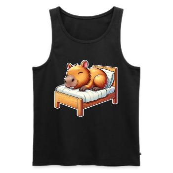 Capybara Sleeping - Men's Premium Organic Tank Top - black - Front - Michal (187cm)