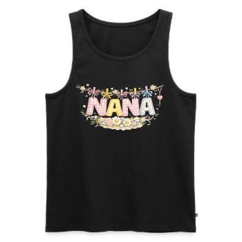Nana Flowers and Pastel | Original Granny Gift - Men's Premium Organic Tank Top - black - Front - AI Model Male 178 light (178cm)