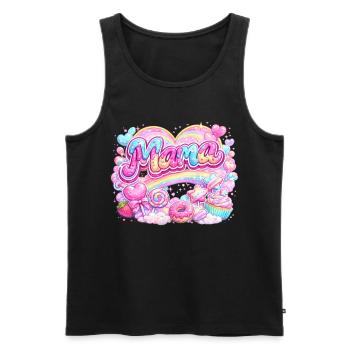 Mama Candy und Regenbogen | Mama-Geschenk - Männer Premium Bio Tank Top - Schwarz - Vorne - Michal (187cm)