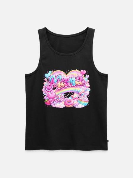Mama Candy und Regenbogen | Mama-Geschenk - Männer Premium Bio Tank Top - Schwarz