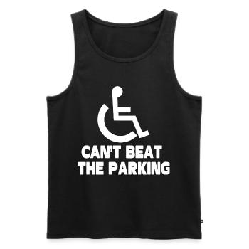 Cant Beat The Parking Funny Wheelchair Amputee  - Men's Premium Organic Tank Top - black - Front - AI Model Male 178 light (178cm)