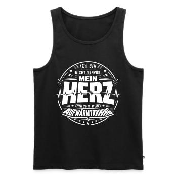 Mein Herz macht nur Aufwärmtraining - Männer Premium Bio Tank Top - Schwarz - Vorne - Michal (187cm)
