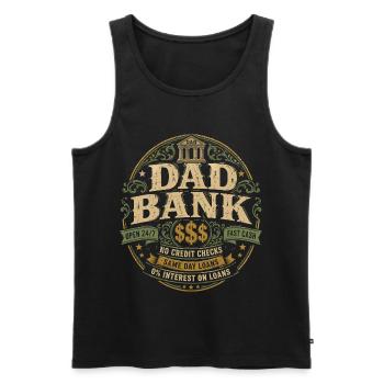 Dad Bank Rétro Humour | Cadeau Fête des Pères - Débardeur bio Premium Homme - noir - Devant - Michal (187cm)