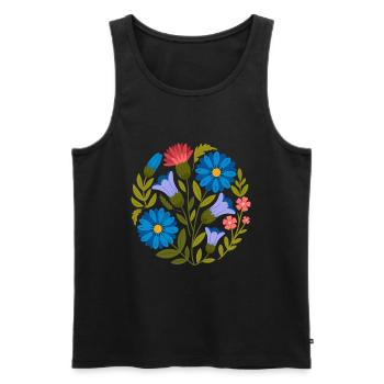 Design floral rond vintage avec un charme intemporel - Débardeur bio Premium Homme - noir - Devant - AI Model Male 178 light (178cm)