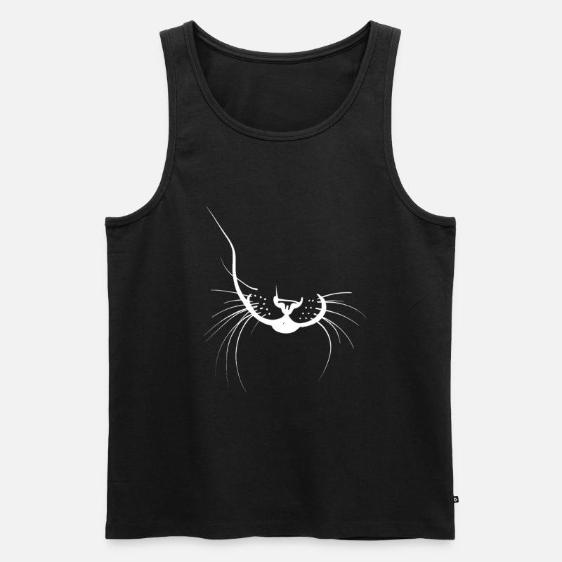 Silhouette de chat moustaches - Débardeur bio Premium Homme - noir