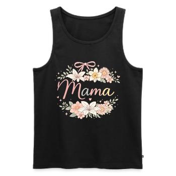 Mama Couronne de Fleurs et Nœud Rose | Rétro - Débardeur bio Premium Homme - noir - Devant - Michal (187cm)