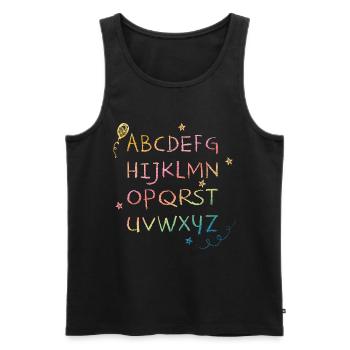 Rainbow Chalk Alphabet with Asterisks - Men's Premium Organic Tank Top - black - Front - AI Model Male 178 light (178cm)