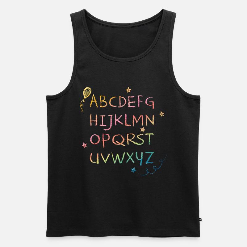 Regenbogen Kreide-Alphabet mit Sternchen - Männer Premium Bio Tank Top - Schwarz