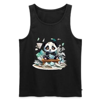 Panda Geldregen am Tisch - Männer Premium Bio Tank Top - Schwarz - Vorne - AI Model Male 178 light (178cm)