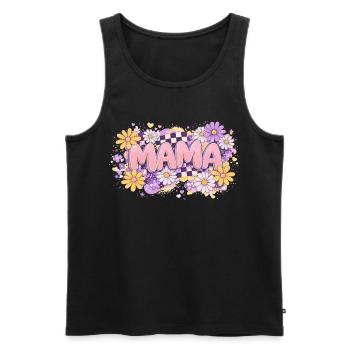 MAMA Retro-Schachbrett- und Pastellblumen | Chic - Männer Premium Bio Tank Top - Schwarz - Vorne - AI Model Male 178 light (178cm)