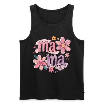 MAMA Grandes Fleurs et Nœud Rose | Style Rétro - Débardeur bio Premium Homme - noir - Devant - AI Model Male 178 light (178cm)