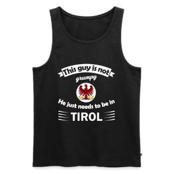 Tirol Humor: This guy belongs here - Men's Premium Organic Tank Top - black - Front - Michal (187cm)