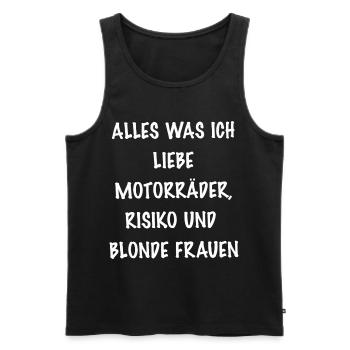 Motorradrisiko Humor Typo Biker Spruch - Männer Premium Bio Tank Top - Schwarz - Vorne - Michal (187cm)