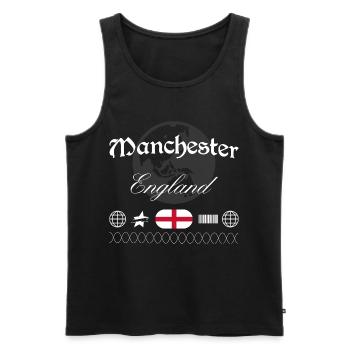Manchester England Streetwear Travel Souvenir - Men's Premium Organic Tank Top - black - Front - AI Model Male 178 light (178cm)