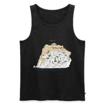 Retrouve-moi à Lindos, Rhodes, Voyage de vacances en Grèce - Débardeur bio Premium Homme - noir - Devant - Michal (187cm)