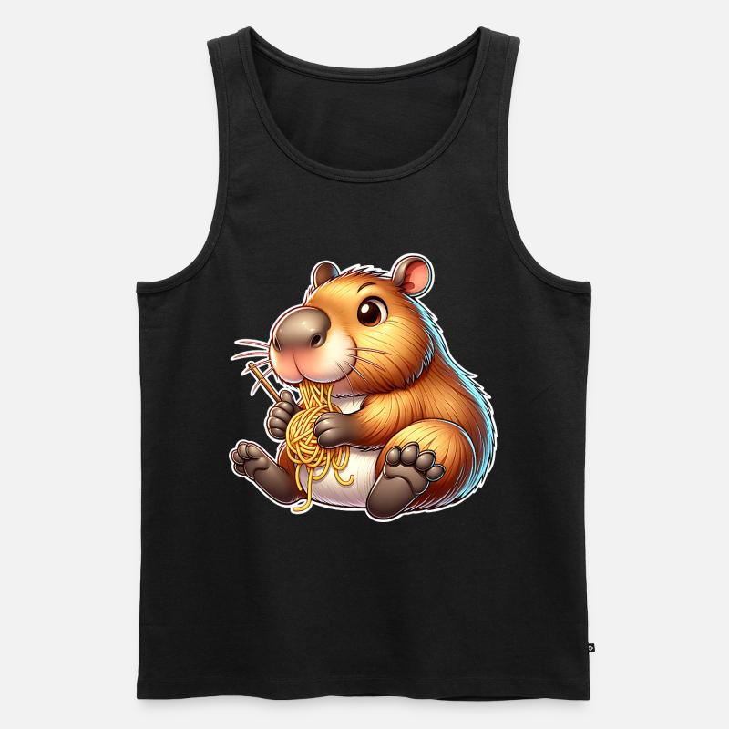 Capybara Pasta - Männer Premium Bio Tank Top - Schwarz