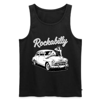 Rockabilly Hot Rod Pin-Up Car Classic T-Shirt - Men's Premium Organic Tank Top - black - Front - Michal (187cm)