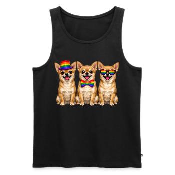 3 Chihuahuas Pride Dogs Couleurs Arc-en-ciel LGBTQ - Débardeur bio Premium Homme - noir - Devant - Michal (187cm)