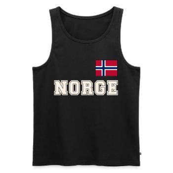 NORWEGN - NORGE Trikot Look - Flagge auf der Brust - Männer Premium Bio Tank Top - Schwarz - Vorne - Michal (187cm)