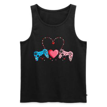 Retro Heart Valentine's Day Design Love - Men's Premium Organic Tank Top - black - Front - Michal (187cm)