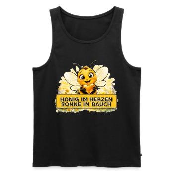 Biene Honig Imker Honigwabe Blumen Wiese Insekt - Männer Premium Bio Tank Top - Schwarz - Vorne - Michal (187cm)