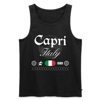 Souvenir de voyage streetwear Capri Italie - Débardeur bio Premium Homme - noir - Devant - AI Model Male 178 light (178cm)