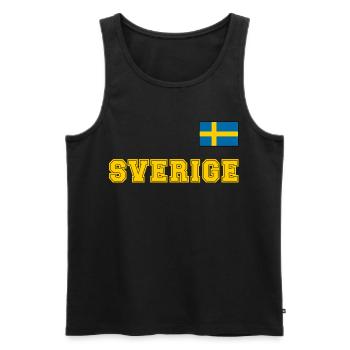SCHWEDEN - SVERIGE Trikot Look - Flagge auf Brust - Männer Premium Bio Tank Top - Schwarz - Vorne - Michal (187cm)