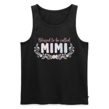 Mimi Granny Flowers Gift Cute Grandma - Men's Premium Organic Tank Top - black - Front - AI Model Male 178 light (178cm)
